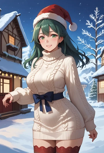 kantai_collection,shouhou_(kancolle),Christmas,sweater dress,stockings  - AI generated anime art