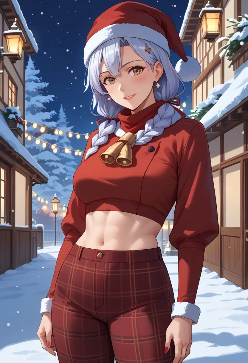 kantai_collection,shoukaku_(kancolle),Christmas,plaid trousers  - 