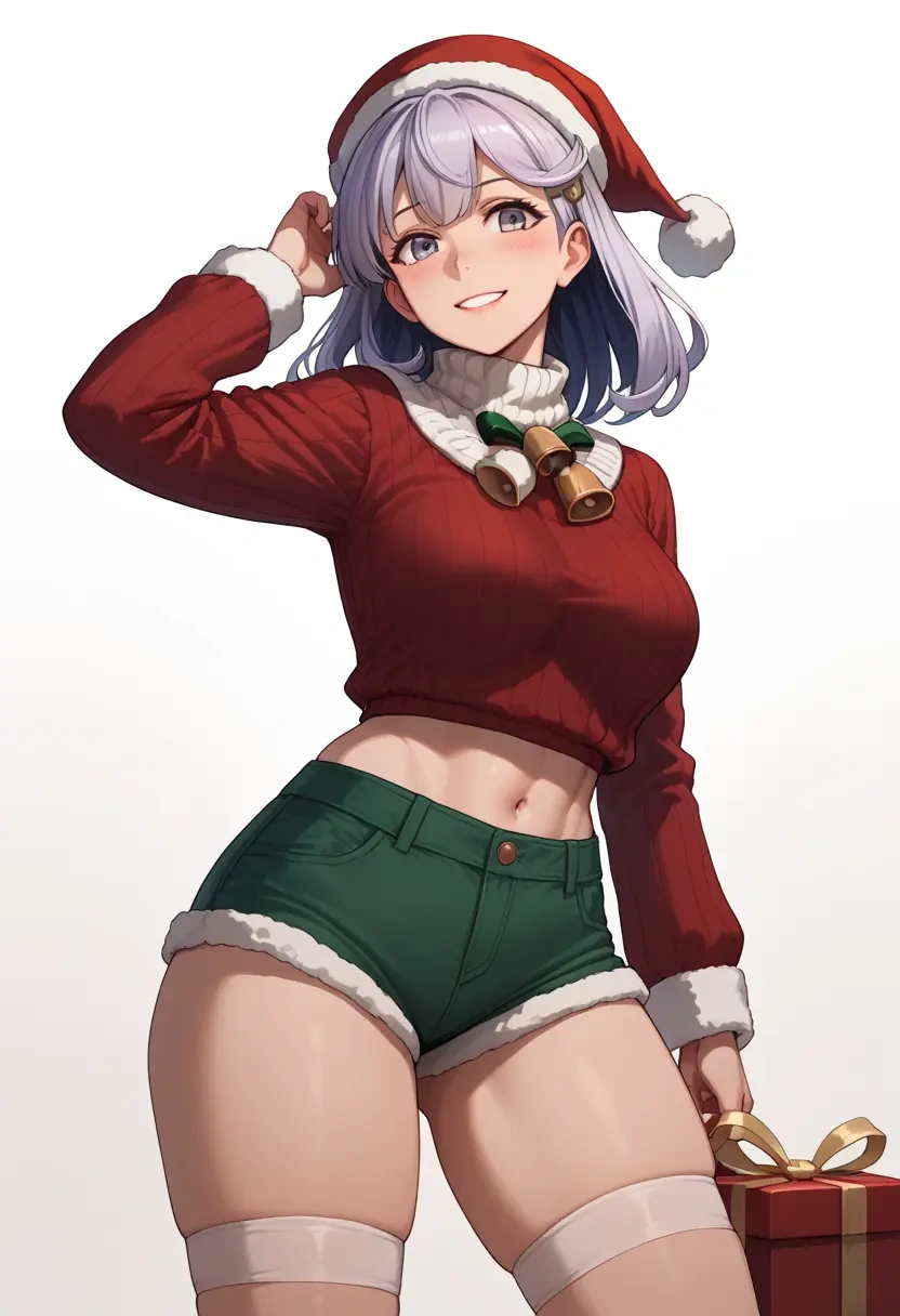 kantai_collection,shoukaku_(kancolle),Christmas,red velvet shorts,turtleneck sweater  - 