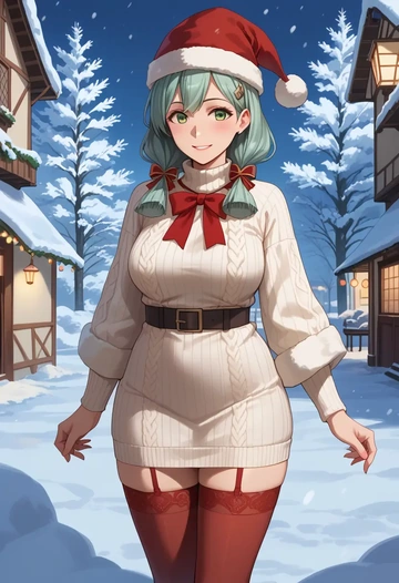 kantai_collection,shoukaku_(kancolle),Christmas,sweater dress,stockings  - AI generated anime art