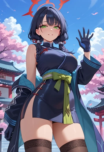 blue_archive,shun_(blue_archive),mini skirt, stockings  - AI generated anime art