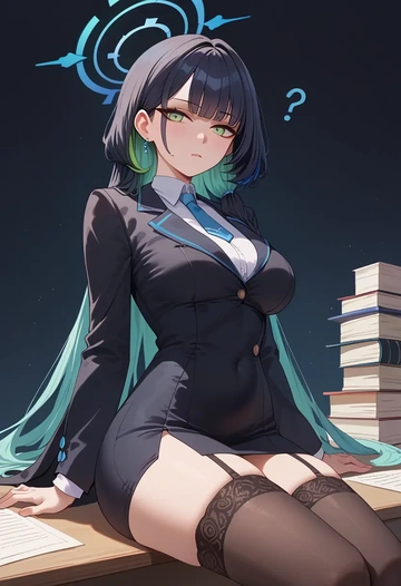 blue_archive,shun_(blue_archive),secretary, stockings  - AI generated anime art