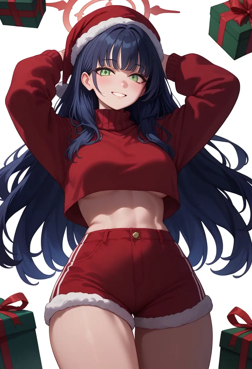 blue_archive,shun_(blue_archive),Christmas,red velvet shorts,turtleneck sweater  - 