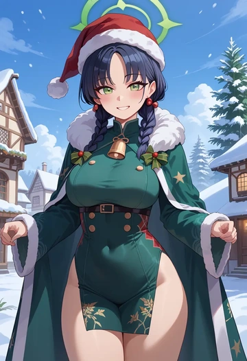 blue_archive,shun_(blue_archive),Christmas,dress  - AI generated anime art