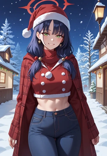 blue_archive,shun_(blue_archive),Christmas,plaid trousers  - AI generated anime art