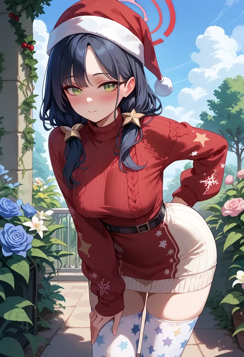 blue_archive,shun_(blue_archive),Christmas,sweater dress,stockings  - 