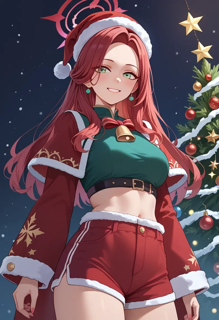 blue_archive,shun_(small)_(blue_archive),Christmas,red velvet shorts  - 