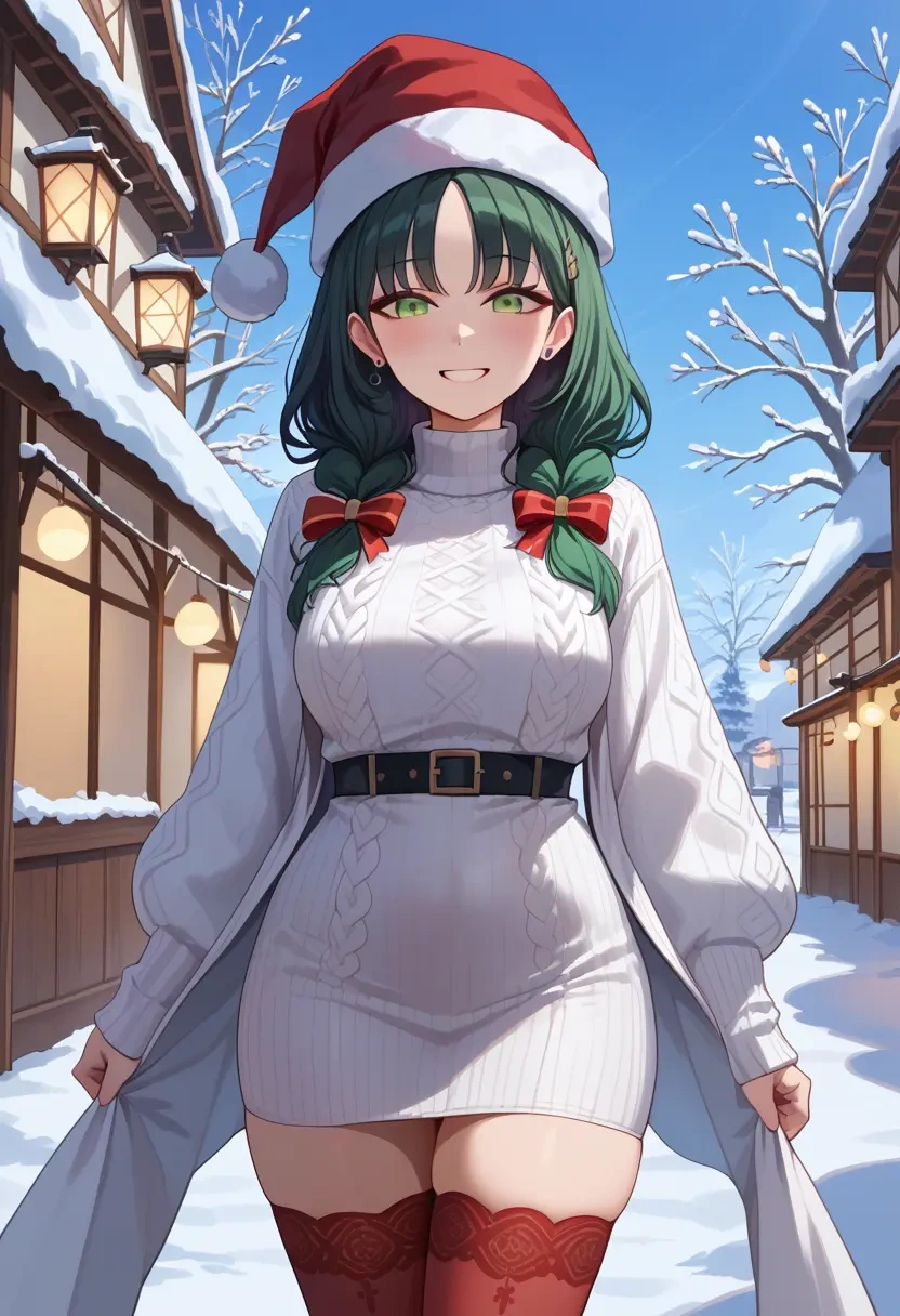 blue_archive,shun_(small)_(blue_archive),Christmas,sweater dress,stockings  - 