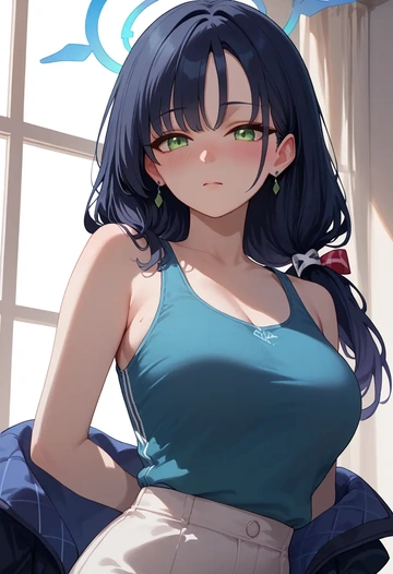 blue_archive,shun_(small)_(blue_archive),tank top,mesh,cycling shorts  - AI generated anime art