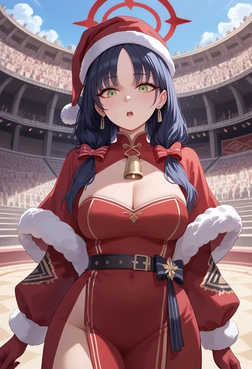 blue_archive,shun_(small)_(blue_archive),Christmas,red velvet dress  - AI generated anime art