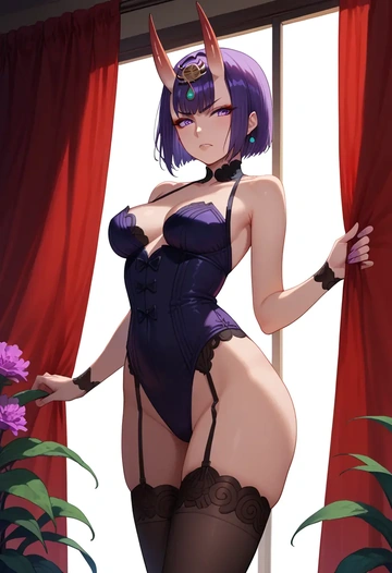 fate_(series),shuten_douji_(fate),Victorian-era,stockings,sexy  - AI generated anime art