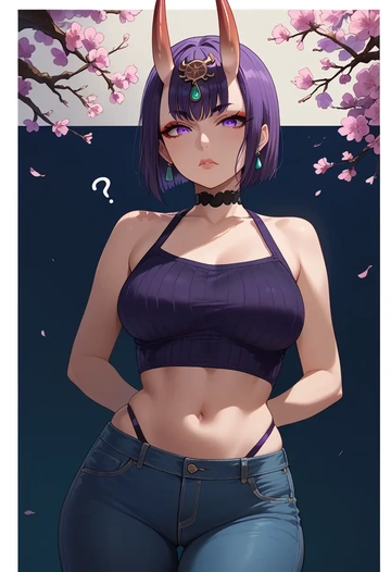 fate_(series),shuten_douji_(fate),crop top  - AI generated anime art