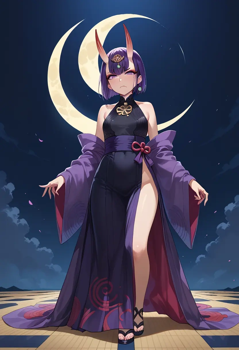 fate_(series),shuten_douji_(fate),gothic priestess gown,high slit,embroidered veil  - 