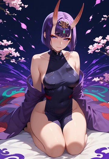 fate_(series),shuten_douji_(fate),abstract art blouse,dolphin shorts  - AI generated anime art