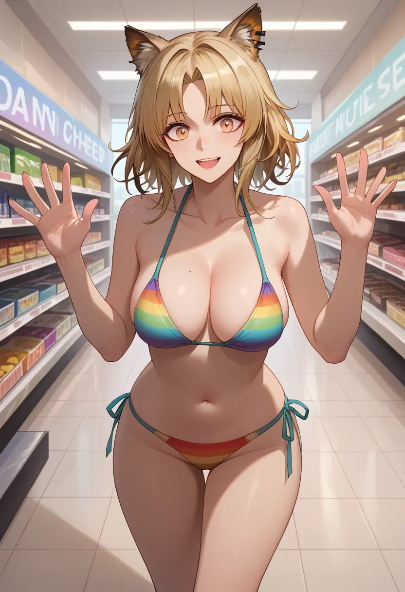 arknights,siege_(arknights),bikini,rainbow-colored,sexy  - 