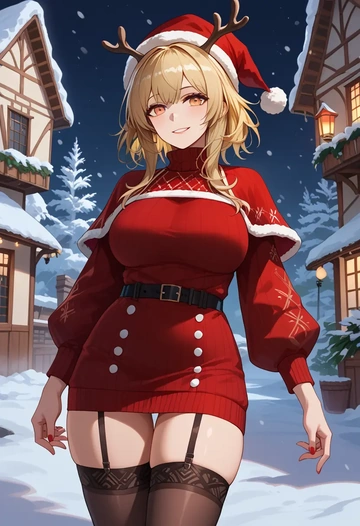 arknights,siege_(arknights),sweater,stockings,Thigh garters  - AI generated anime art