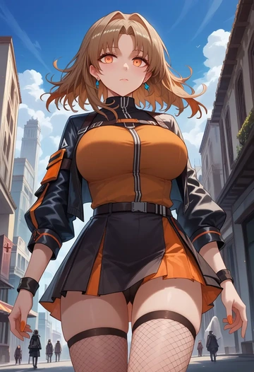 arknights,silence_(arknights),mini skirt, stockings  - AI generated anime art