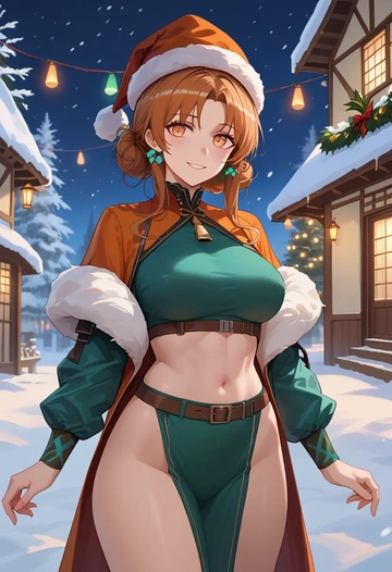 arknights,silence_(arknights),Christmas,dress  - AI generated anime art