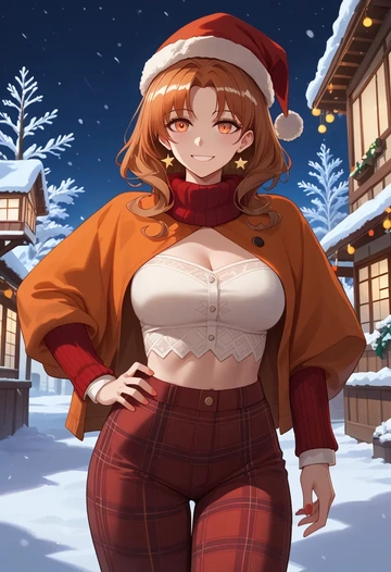 arknights,silence_(arknights),Christmas,plaid trousers  - AI generated anime art