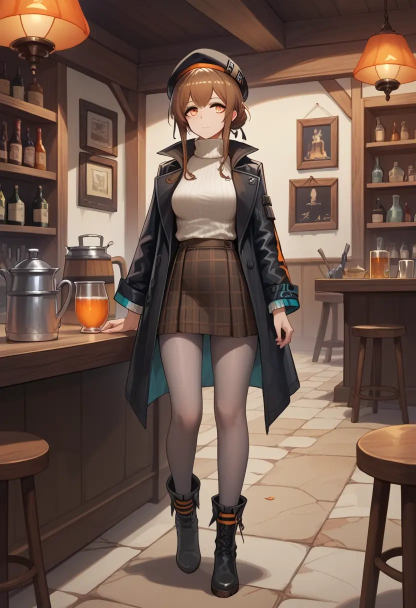 arknights,silence_(arknights),winter,student uniform,pea coat  - 