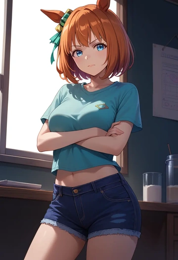 umamusume,silence_suzuka_(umamusume),denim shorts  - AI generated anime art