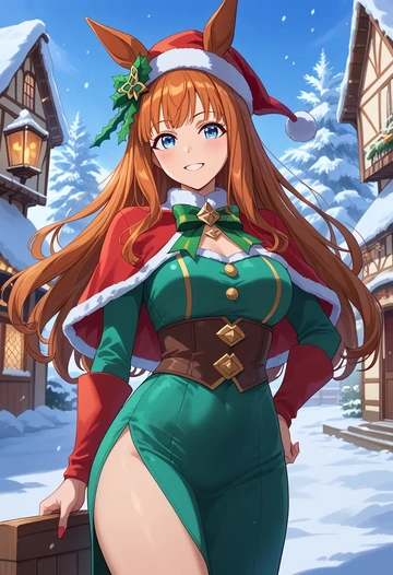 umamusume,silence_suzuka_(umamusume),Christmas,dress  - AI generated anime art