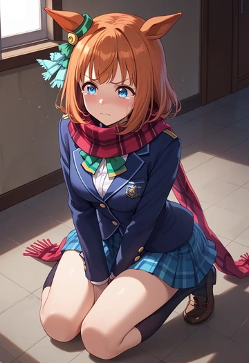 umamusume,silence_suzuka_(umamusume),winter,student uniform,plaid skirt  - AI generated anime art