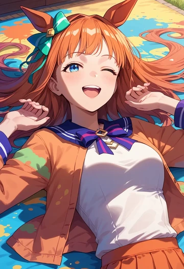 umamusume,silence_suzuka_(umamusume),paint-splatter blouse,dolphin shorts  - AI generated anime art