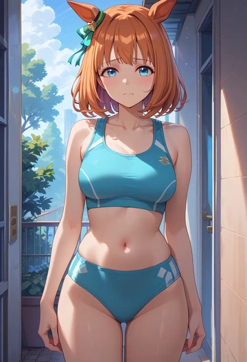 umamusume,silence_suzuka_(umamusume),tankini top,board shorts  - AI generated anime art