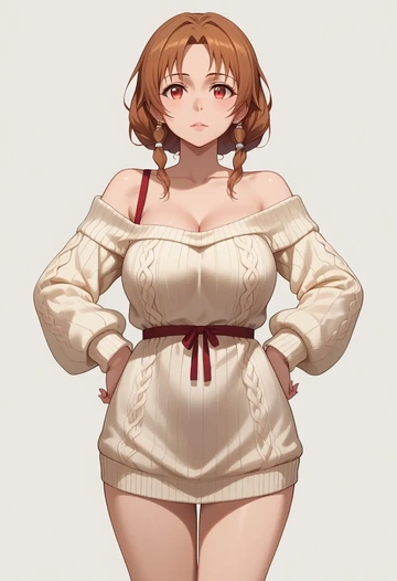 sword_art_online,silica,Hands on hips,off-shoulder,sweater  - AI generated anime art