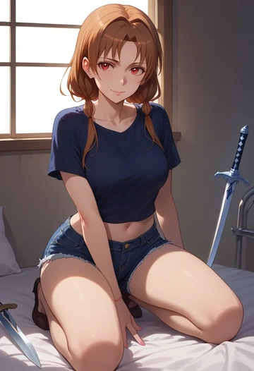 sword_art_online,silica,denim shorts  - AI generated anime art