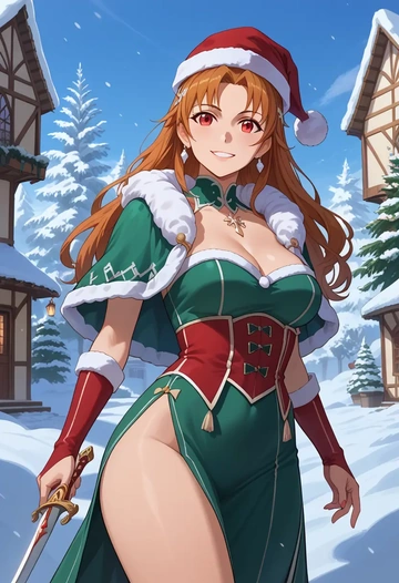 sword_art_online,silica,Christmas,dress  - AI generated anime art