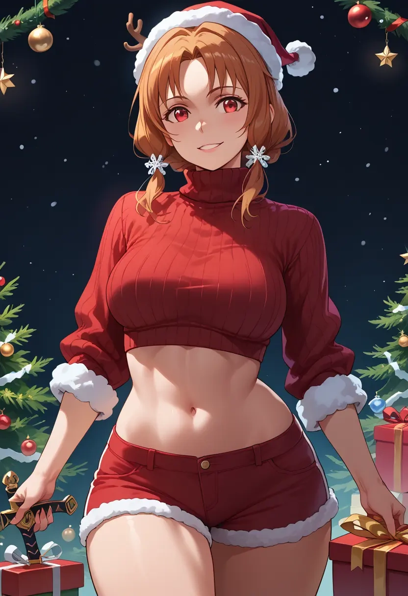 sword_art_online,silica,Christmas,red velvet shorts,turtleneck sweater  - 