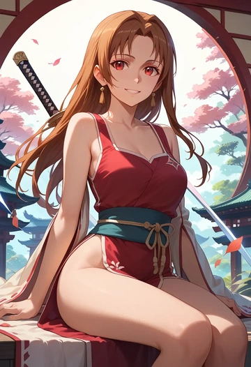 sword_art_online,silica,abstract print tank,dolphin shorts  - AI generated anime art