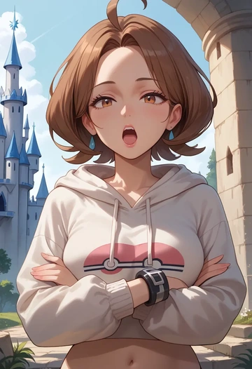 pokemon,silver_(pokemon),hoodie,cropped,high-waisted joggers  - AI generated anime art