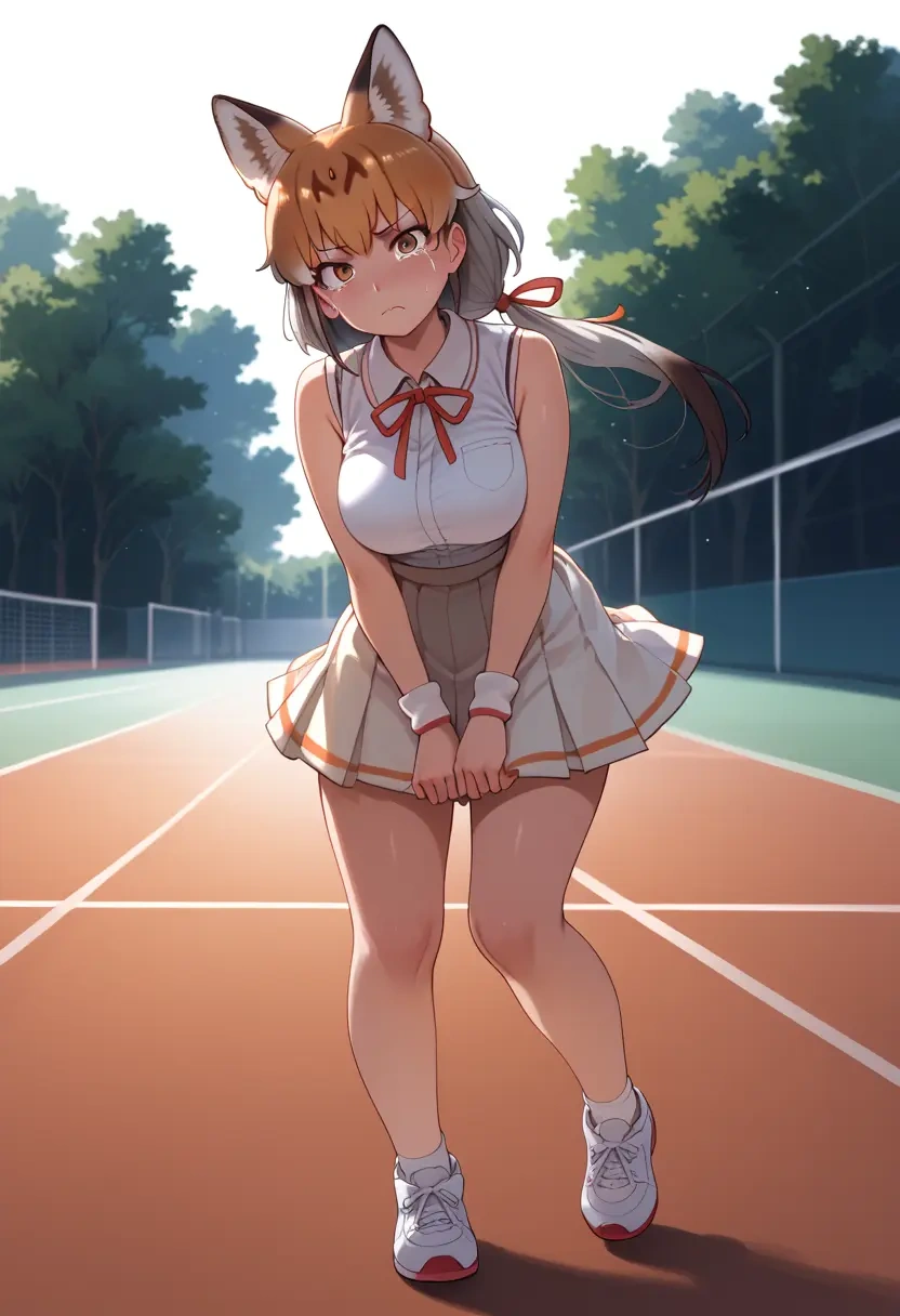 kemono_friends,silver_fox_(kemono_friends),tennis skirt  - 