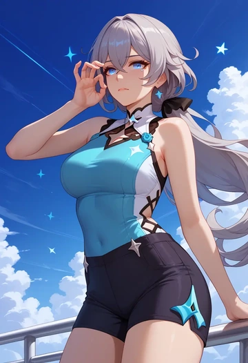 honkai_star_rail,silver_wolf_(honkai_star_rail),athletic,shorts,sexy  - AI generated anime art