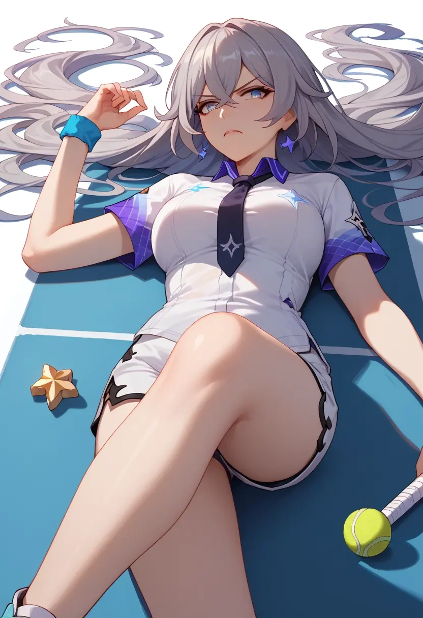 honkai_star_rail,silver_wolf_(honkai_star_rail),tennis polo,skort  - 