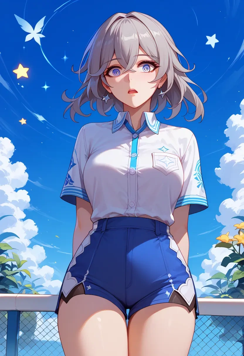 honkai_star_rail,silver_wolf_(honkai_star_rail),tennis polo,skort  - 