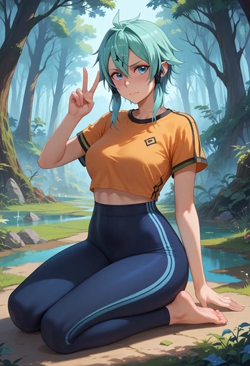 sword_art_online,sinon,yaga pants  - AI generated anime art