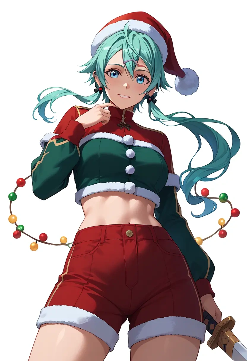 sword_art_online,sinon,Christmas,red velvet shorts  - 