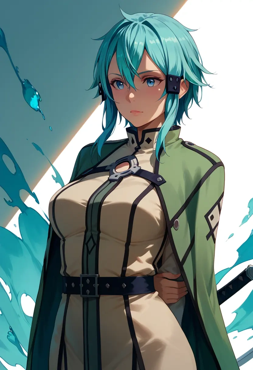 sword_art_online,sinon,abstract art blouse,dolphin shorts  - 