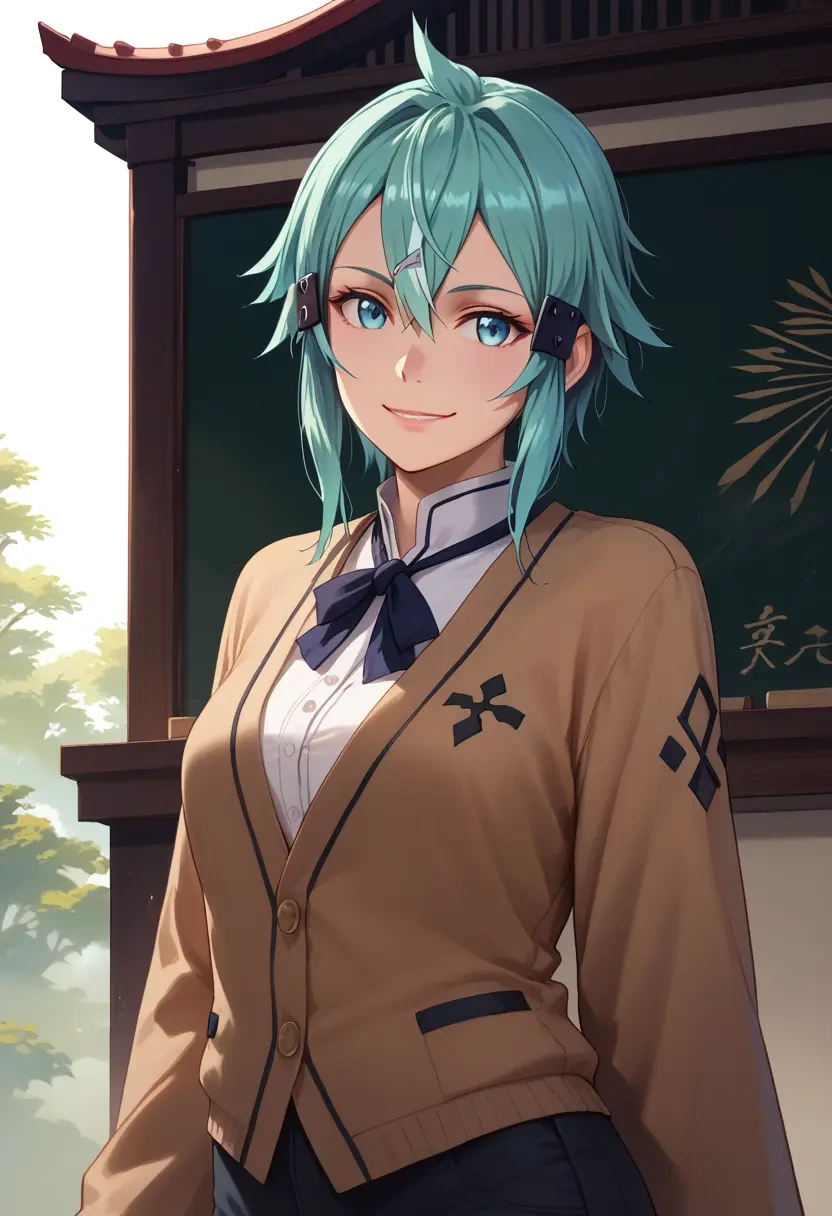 sword_art_online,sinon,teacher, sweater  - 