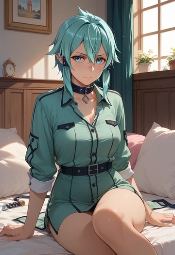 sword_art_online,sinon,polo shirt,tennis skirt  - AI generated anime art