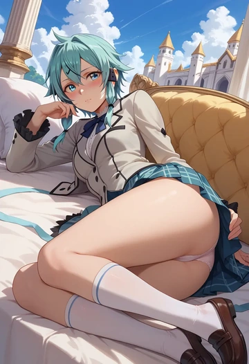 sword_art_online,sinon,spring,student uniform,blazer  - AI generated anime art