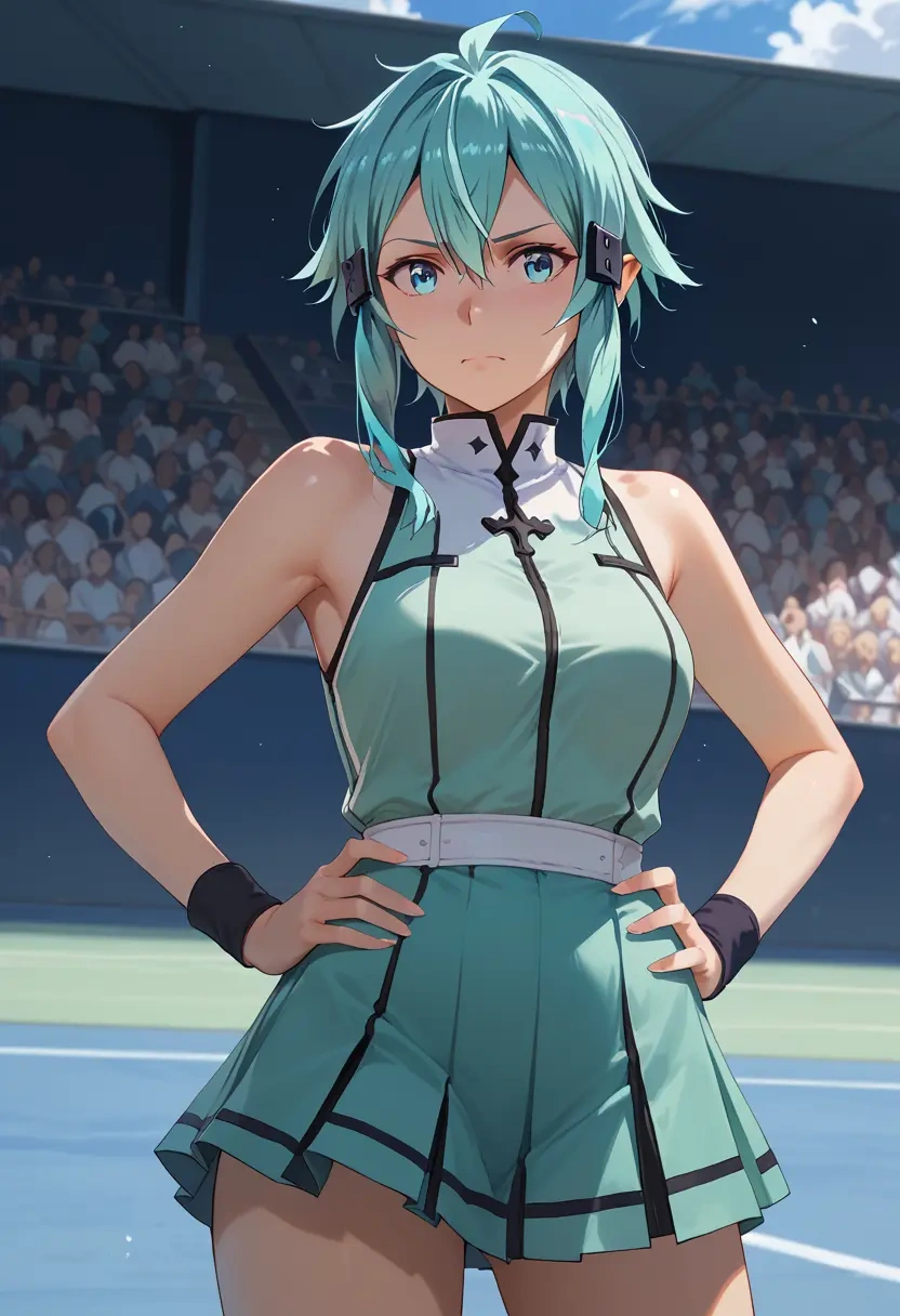 sword_art_online,sinon,tennis dress,visor,trainers  - 