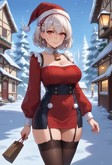 azur_lane,sirius_(azur_lane),sweater,stockings,Thigh garters  - AI generated anime art