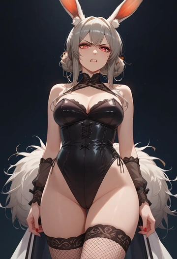 arknights,skadi_(arknights),bunny girl, sexy,stockings  - AI generated anime art