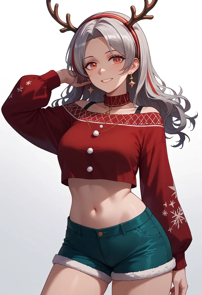 arknights,skadi_(arknights),Christmas,red velvet shorts  - 