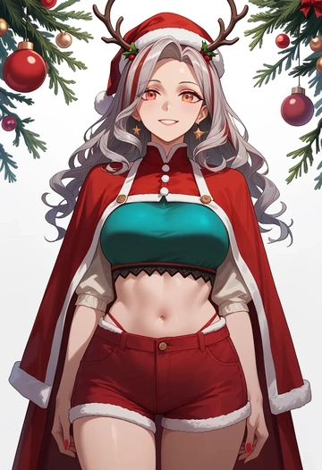 arknights,skadi_(arknights),Christmas,red velvet shorts  - AI generated anime art